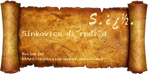 Sinkovics Árpád névjegykártya